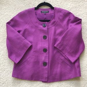 Jones NY Short Purple Linen Suit Jacket